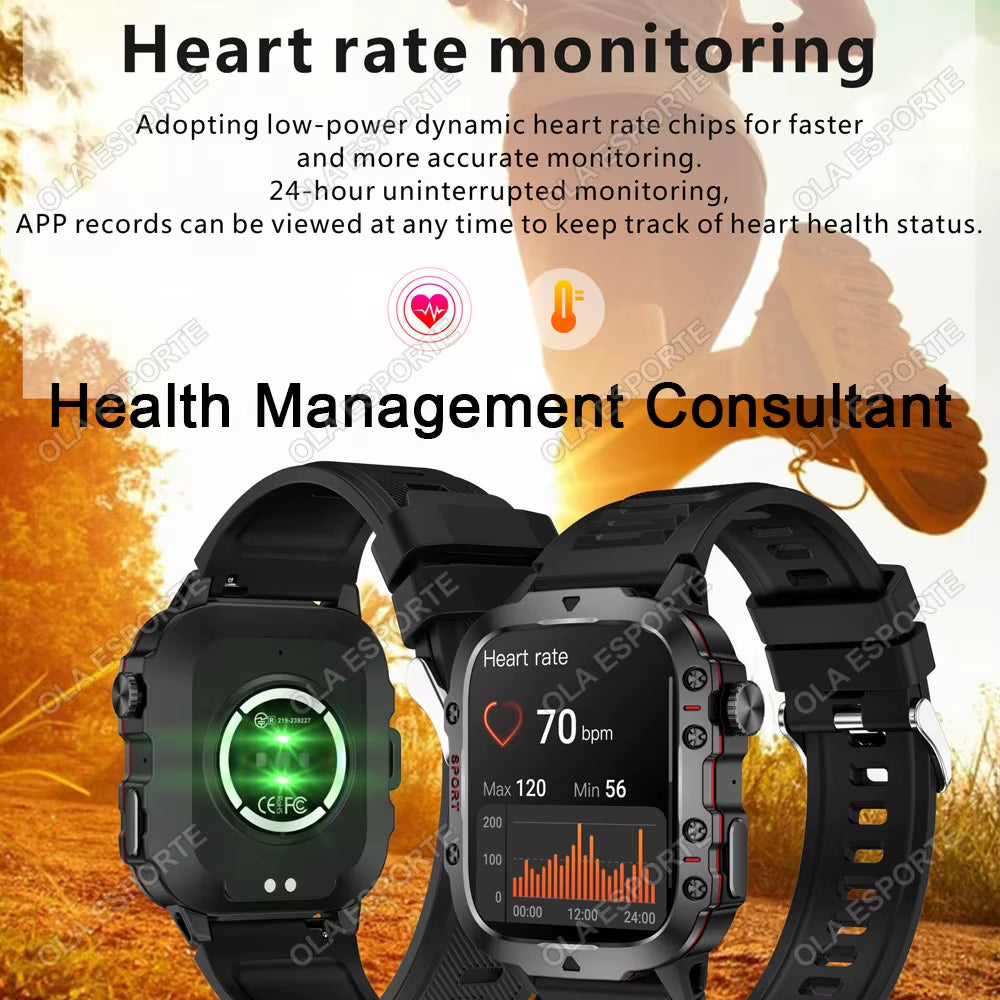 Original Men Smartwatch Flashlight Bluetooth Call Fitness Clock IP68 Waterproof Sports Men for Android IOS Smart Watch 2025 New